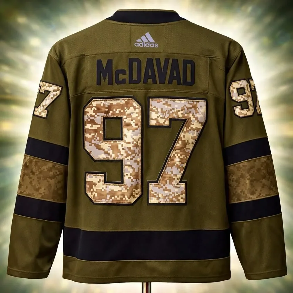 Edmonton Oilers Adidas Military Appreciation Custom Jersey L XL #97 Mcdavid